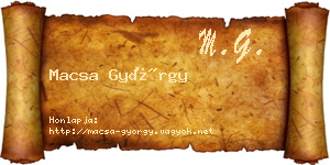 Macsa György névjegykártya